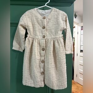 Charming Cream Kids Dress with Button Accents